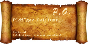 Pláger Ovidiusz névjegykártya